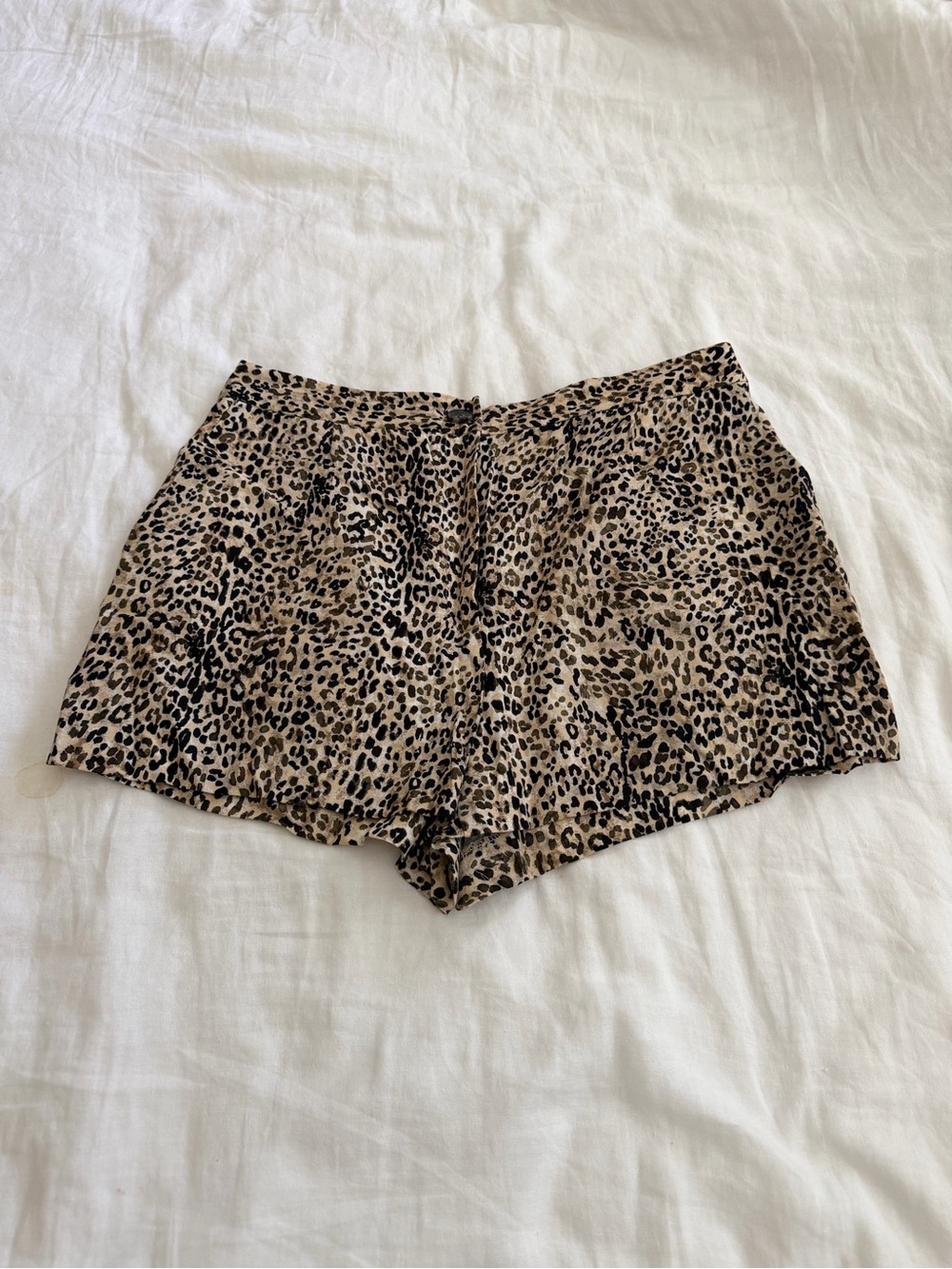 Zara High-Waist Leopard Print Shorts - Beige & Black